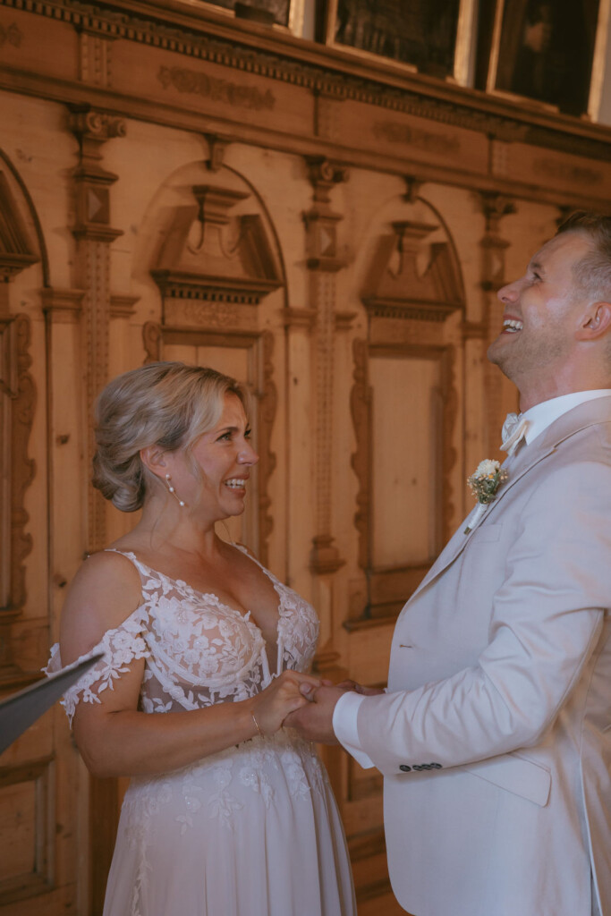 couple saying yes to each other at their civil wedding